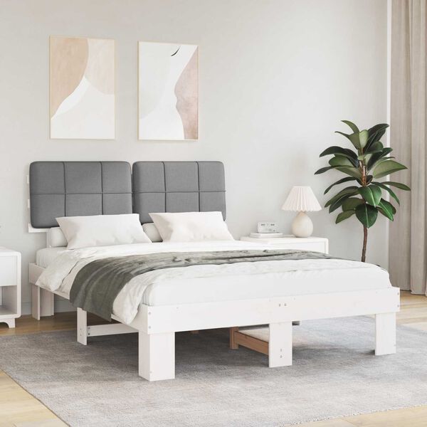 vidaXL Letto con Testiera Rivestita Grigio chiaro 160 x 200 cm