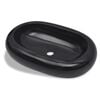 vidaXL Lavandino da bagno in ceramica ovale nero