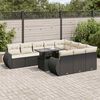 vidaXL Set Divani da Giardino 11 pz con Cuscini in Polyrattan Nero