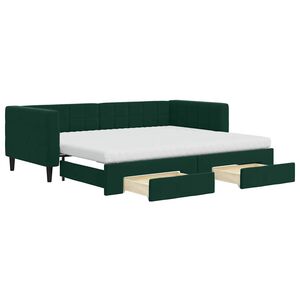 vidaXL Divano Letto Estraibile Cassetti Verde Scuro 90x200cm Velluto