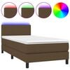 vidaXL Letto a Molle Materasso e LED Marrone Scuro 90x190cm in Tessuto