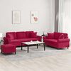 vidaXL Set di Divani 3 pz con Cuscini Rosso Vino in Velluto