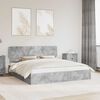 vidaXL Letto con Contenitore con testiera Grigio cemento 200 x 200 cm