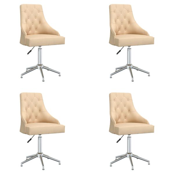vidaXL Sedie da Pranzo Girevoli 4 pz Crema in Tessuto