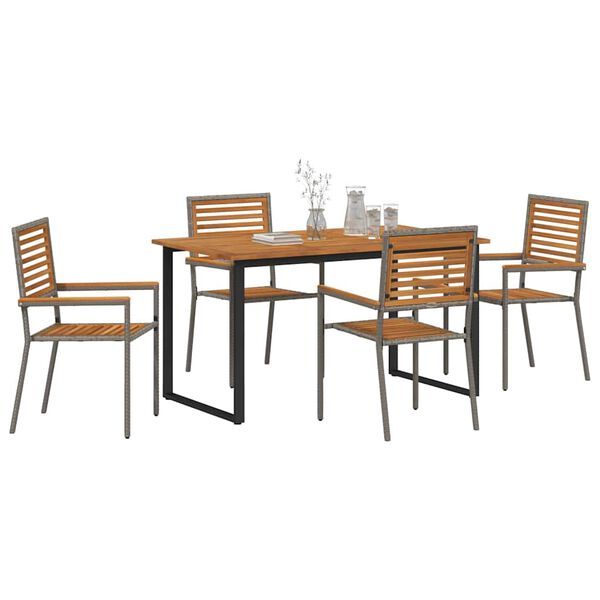 vidaXL Set da Pranzo per Giardino 5 pcs Grigio