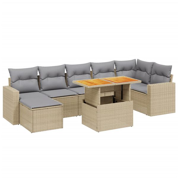 vidaXL Set Divano da Giardino 8 pz con Cuscini Beige in Polyrattan