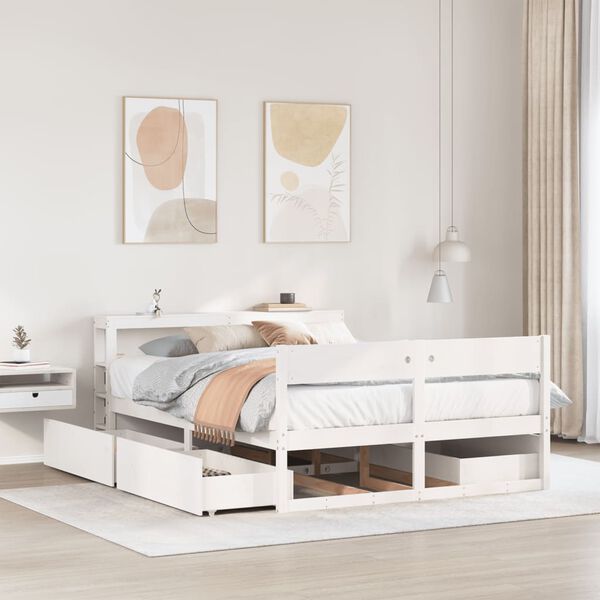 vidaXL Letto senza Materasso Bianco 140x200 cm Legno Massello di Pino