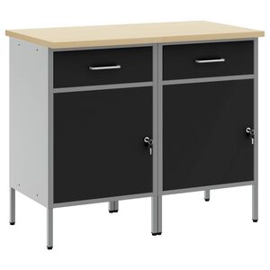 vidaXL Mobile da lavoro con blocco 2 pz Nero e Grigio 100 x 55 x 85 cm