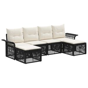 vidaXL Set Divano da Giardino 6 pcs Nero polyrattan