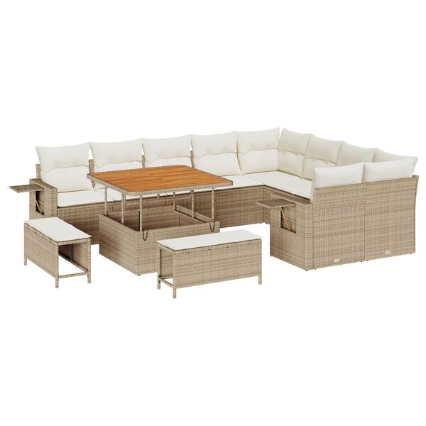 vidaXL Set Divano da Giardino 12 pcs Beige polyrattan