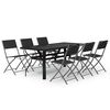 vidaXL Set da Pranzo da Giardino 7 pz Grigio e Nero