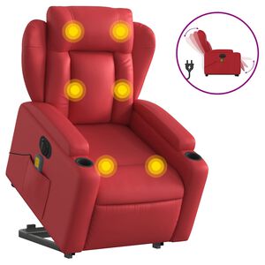 vidaXL Poltrona Alzapersona Reclinabile Elettrica Rossa in Similpelle