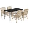 vidaXL Set da Pranzo da Giardino 5 pz con Cuscini Beige in Polyrattan
