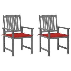 vidaXL Sedie da Giardino con Cuscini 2 pz Grigio in Massello di Acacia