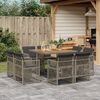 vidaXL Set da Pranzo da Giardino 9 pz con Cuscini in Polyrattan Grigio