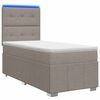vidaXL Letto Box Spring LED con Materasso Tortora 90 x 200 cm Tessuto