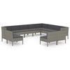 vidaXL Set Divani da Giardino 12 pz con Cuscini in Polyrattan Grigio