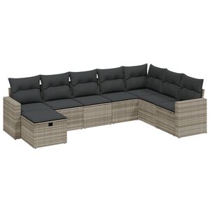 vidaXL Set Divano da Giardino 8pz con Cuscini Grigio Chiaro Polyrattan