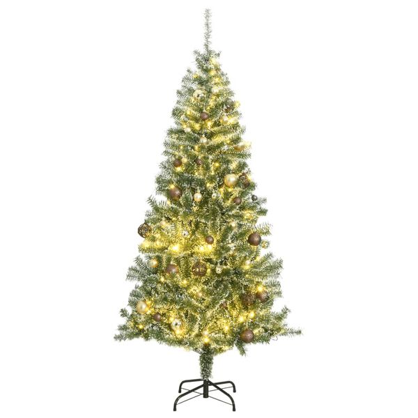vidaXL Albero di Natale Artificiale con 300 LED Palline e Neve 210 cm
