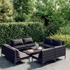 vidaXL Set Divani da Giardino 9 pz con Cuscini Polyrattan Grigio Scuro