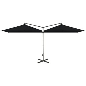 vidaXL Ombrellone Doppio con Palo in Acciaio Nero 600x300 cm