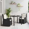 vidaXL Set da Pranzo per Giardino 3 pcs Nero polyrattan