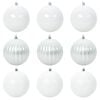 vidaXL Set di palline di Natale XL 9 pz Bianco &Oslash; 15 cm Plastica LED