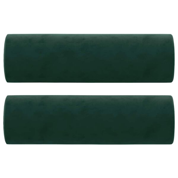 vidaXL Cuscini Decorativi 2 pz Verde Scuro Ø15x50 cm in Velluto