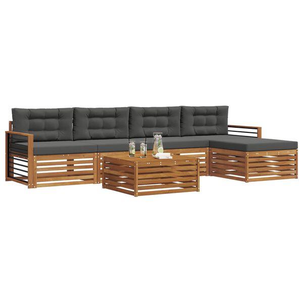 vidaXL Set di divani da esterno con cuscino 6 pcs Naturale e Antracite