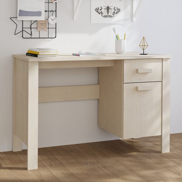 vidaXL Scrivania HAMAR ambra 113x50x75 cm in Legno Massello di Pino