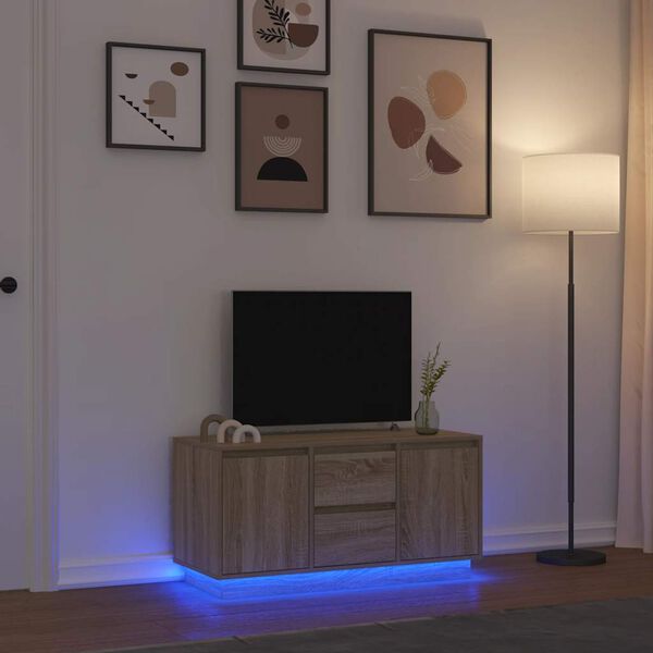 vidaXL Mobile Porta TV con Luci LED Rovere Sonoma 100x41x50 cm
