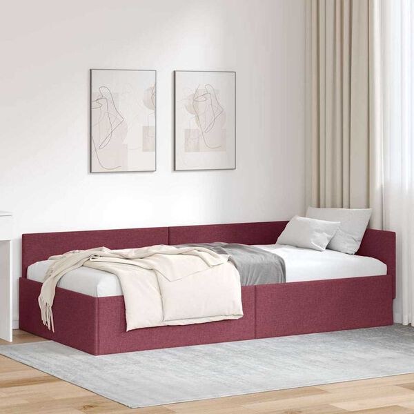 vidaXL Cornice del letto ad angolo Rosso Vino 80 cm x 200 cm Velluto