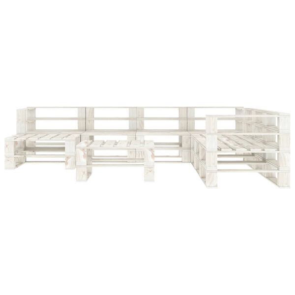 vidaXL Set Salotto da Giardino 9 pz su Pallet in Legno Bianco