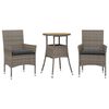 vidaXL Set Pranzo da Giardino 3pz con Cuscini Polyrattan Acacia Grigio