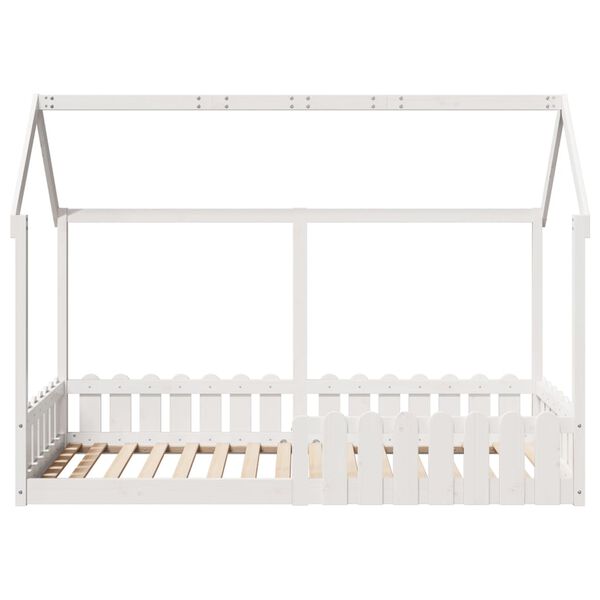 vidaXL Giroletto Casetta Bambini Bianco 90x190 cm Legno Massello Pino