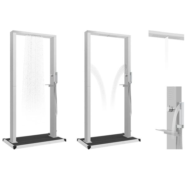 vidaXL Doccia da Esterno con Piatto in WPC Acciaio Inossidabile