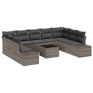 vidaXL Set Divano da Giardino con cuscino 9 pcs Grigio Polyrattan