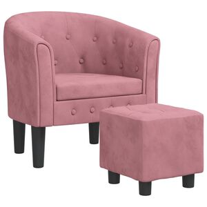 vidaXL Poltrona Cabriolet con Poggiapiedi Rosa in Velluto