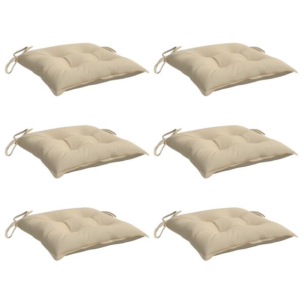 vidaXL Cuscini per Sedia 6 pz Beige 40x40x7 cm in Tessuto Oxford