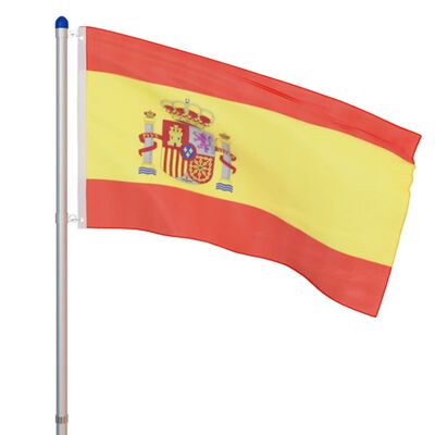 vidaXL Bandiera della Spagna con Pennone in Alluminio 6 m