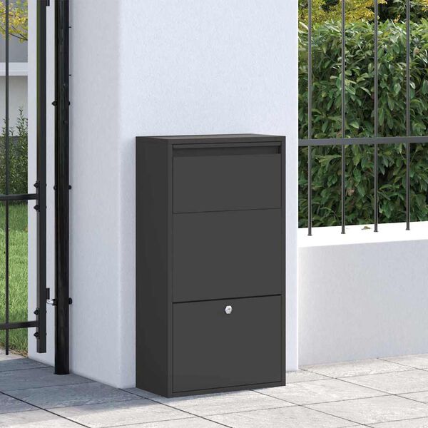 vidaXL Cassetta per pacchi con porta Nero 44 x 22 x 82 cm Acciaio