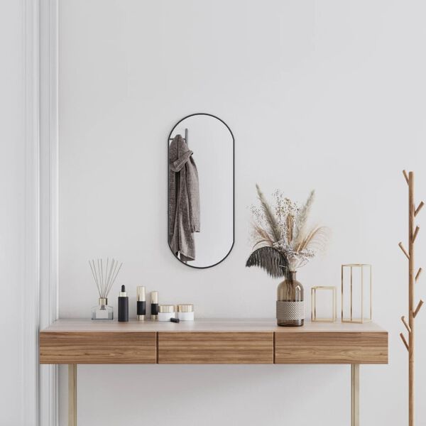 vidaXL Specchio da Parete Nero 70x30 cm Ovale