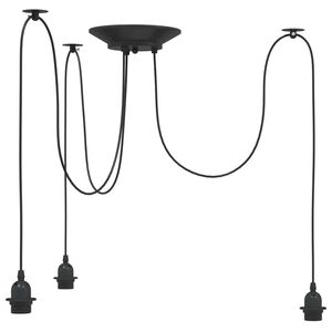 vidaXL Lampada a Sospensione con 3 Portalampada E27 in Metallo Nero