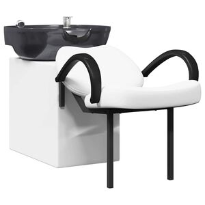vidaXL Sedia per Shampoo Bianco e Nero 136 x 60 x 92 cm PVC