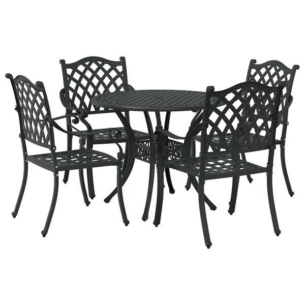 vidaXL Set da Pranzo per Giardino 5 pcs Nero 90 x 90 x 75 cm
