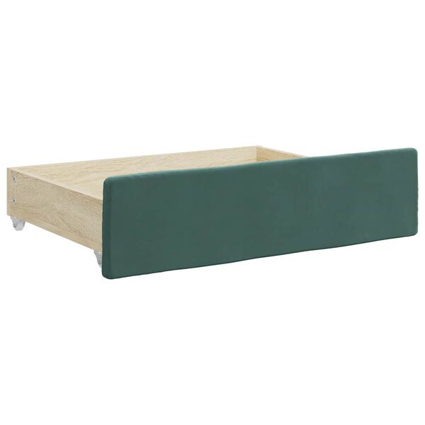 vidaXL Cassetti da Letto 2pz Verde Scuro Legno Multistrato e Velluto