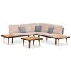 vidaXL Set Divani da Giardino 4pz con Cuscini in Legno Massello Acacia