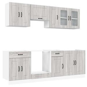 vidaXL Set Mobili da Cucina 8 pz Kalmar Grigio Sonoma in Truciolato