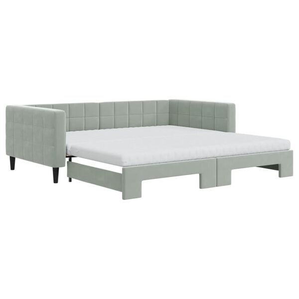 vidaXL Divano Letto Estraibile Materassi Grigio Chiaro 100x200 Velluto