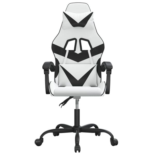 vidaXL Sedia da Gaming Girevole Bianco e Nero in Similpelle
